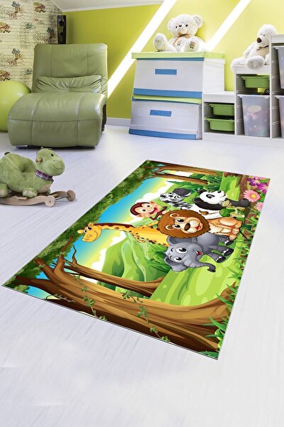 SÜNGERSAN Dijital Baskılı Kaymaz Taban Yıkanabilir Tay Tüyü Kumaş Çocuk Odası...