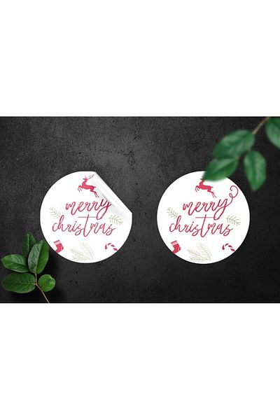 anka design Merry Cristmas - Pack of 48 Coated Stickers and Cargo Labels (4X4Cm)