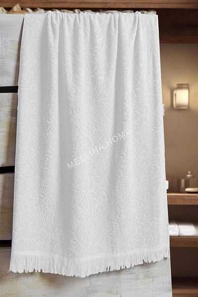 Meslina Home 80X160 Fringed Bath Towel Large Towel-Hs-Banyotek-White