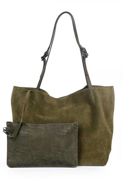 Ysmn Genuine Suede Leather Double Handle Wide Women's Shoulder Bag YC012035HSD
