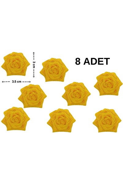 Megas Etiket Ütü ile Yapışan Sarı Gül Set Dokuma Arma/Yama