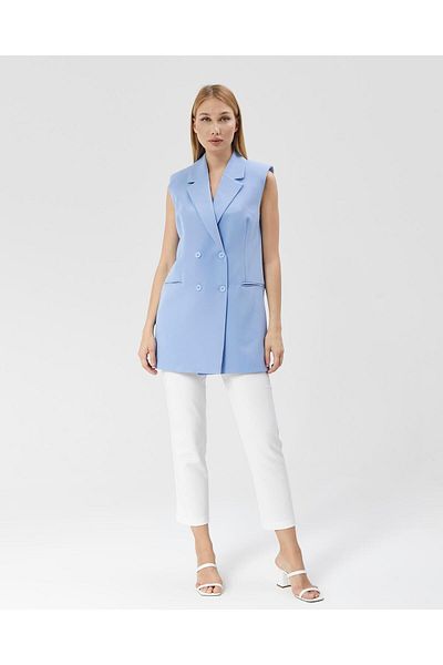Appleline Vestă clasică vintage pentru femei - cu nasturi, BEBE BLUE
