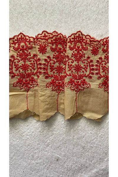 Ozpas 13 Cm x 2 Mt Guipure Red Milk Coffee Edge Strip