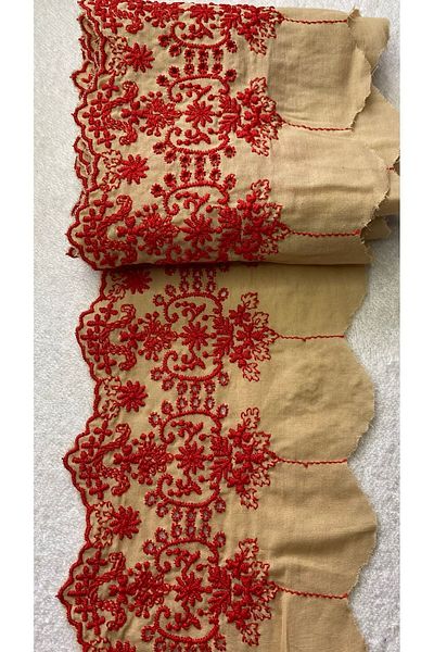 Ozpas 13 Cm x 2 Mt Guipure Red Milk Coffee Edge Strip