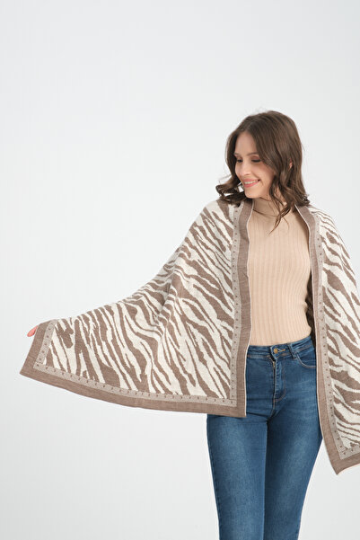 VEGA MODA Άνετο πλεκτό σάλι ώμου με σχέδιο Zebra - Γυναικείο σάλι διπλής κατεύθυνσης