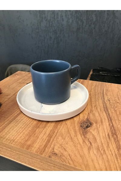 Keramika Stackable Blue Magic Tea/Nescafe Cup with Plate