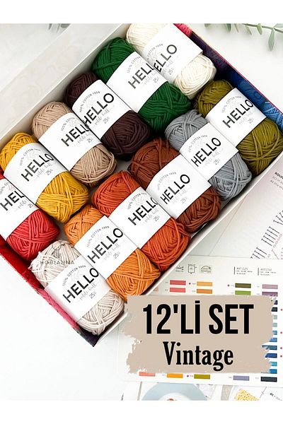 Hobianna Hello Punch & Amigurumi 12-Piece (VINTAGE) Nostalgia Thread Set