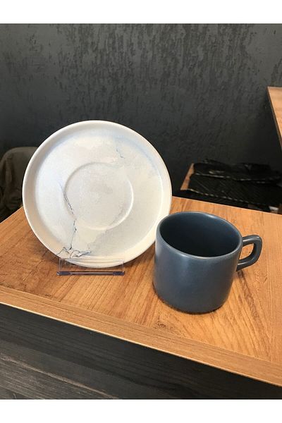 Keramika Stackable Blue Magic Tea/Nescafe Cup with Plate