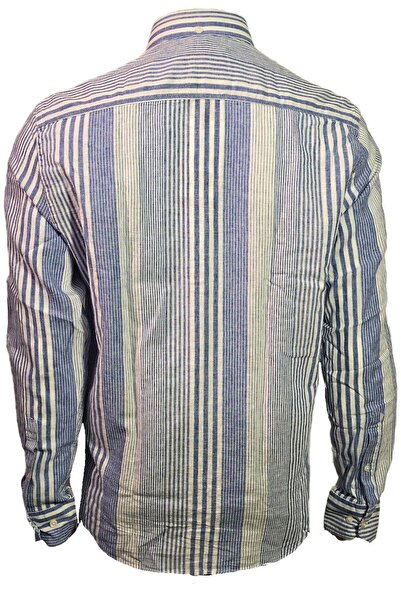 Campione 1709616 Чоловіча сорочка з льону - смугаста, синя