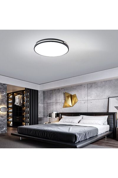 CATLUZ مصباح أكريليك بشريط أنثراسايت 50 سم - 3 ألوان إضاءة، سقف LED خافت يمكن التحكم فيه، إضاءة حديثة