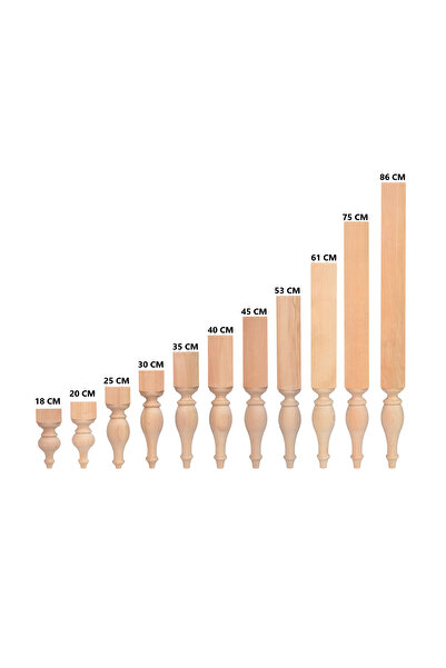 gökçe aksesuar 25 CM YÜKSEKLİK 7,2 CM ÇAP MG-002-10 AHŞAP TORNA AYAK 4 LÜ SET