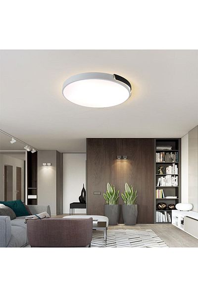 CATLUZ مصباح سقف 50 سم بثلاثة ألوان فاتحة - ثريا إضاءة LED حديثة باللون الأبيض والأسود
