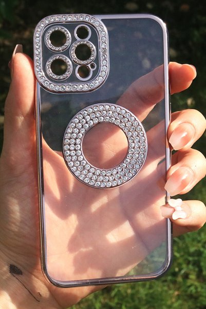 MİRAKSESUAR Iphone 13 Pro Uyumlu Kılıf Kamera Korumalı Taşlı Parlak Logo Açık...