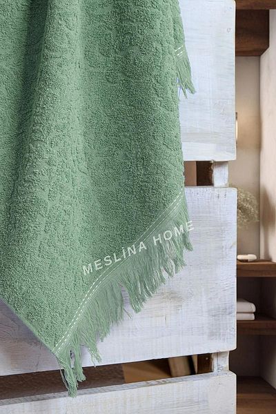 Meslina Home Πράσινη μεγάλη πετσέτα - 80x160 πετσέτα μπάνιου με κρόσσια Hs-banyotek