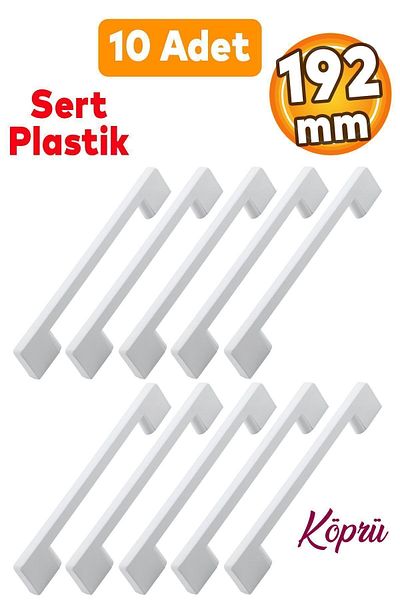 Badem10 Pod de mobilier alb de 192 mm - mânere pentru sertare și dulapuri de bucătărie 10 buc (PLASTIC DUR)