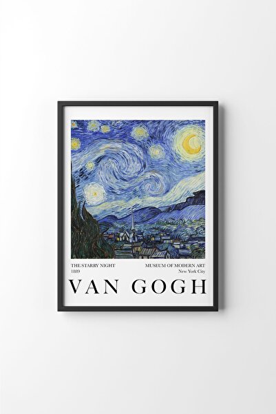 epiqart Yıldızlı Gece - Vincent Van Gogh - Siyah Çerçeve