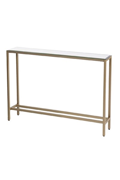 TOLIAHOME Modern Gold Renk Metal İskeletli Temper Camlı Raflı Dresuar Konsol