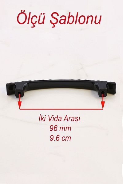 Badem10 (PLASTIC HARD) Ihlara 96 Mm Mâner Mobilier Negru Sertar Bucătărie Dulap Mâner Mâner Mâner 10 Buc