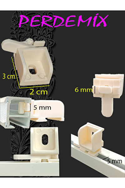 PERDE Mix Katlamalı Perde Mekanizma Portrayı, Montaj Aparatı 1,5 Cm 6 Adet