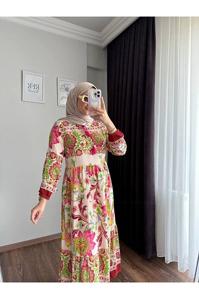 RFK Butik Rochie din viscoza burgundy - Femei cu model autentic