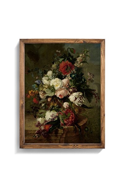 epiqart Çiçekler Ahşap Desenli Derin Çerçeve