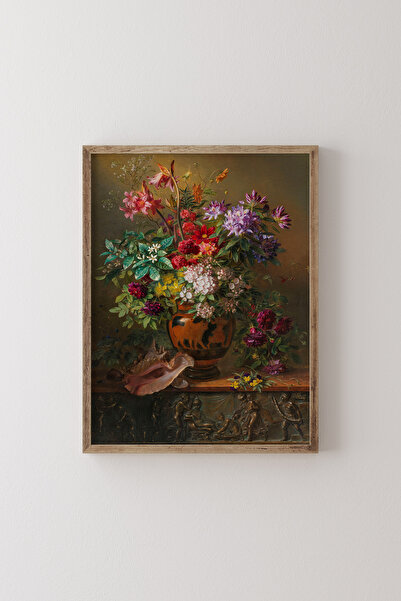 epiqart Çiçekler Ahşap Desenli Derin Çerçeve