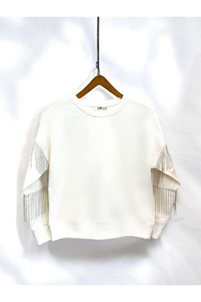 Zekids Hanorac pentru fetiță, 100% bumbac, cu două fire, cu detaliu de lanț