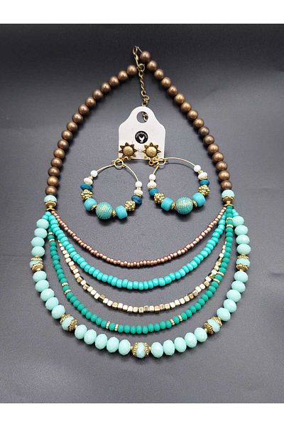 takitokaciniz Crystal Jewelled Necklace and Earring Set