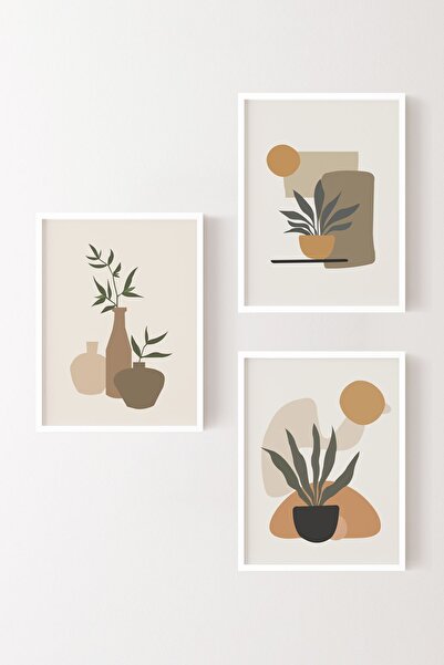 epiqart Set de pictură abstractă din 3 piese - Cadru alb