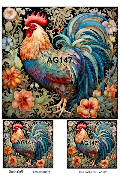 LİNEART Brass Patterned Lineart Decopage Paper - La-Ag147