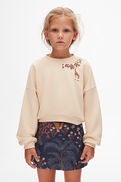 nk kids Zürafa Kız Çocuk İkili Takım (Sweatshirt + Şort Etek)