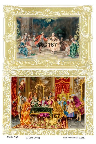LİNEART Brass Patterned Lineart Decopage Paper - La-Ag167