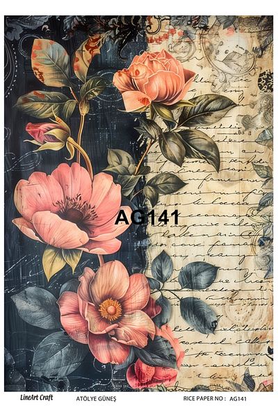 LİNEART Brass Patterned Lineart Decopage Paper - La-Ag141