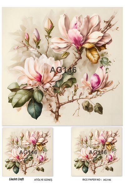LİNEART Brass Patterned Lineart Decopage Paper - La-Ag146