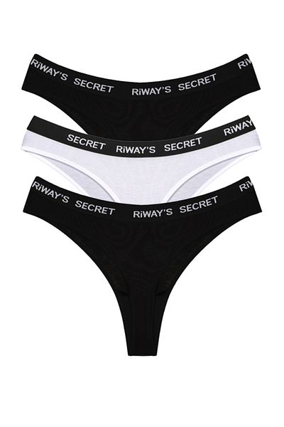 riways secret Cotton Waistband Elastic Thong 3 Pack