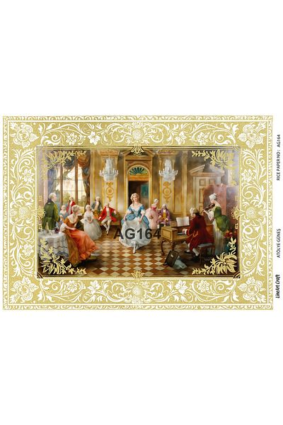 LİNEART Brass Patterned Lineart Decopage Paper - La-Ag164