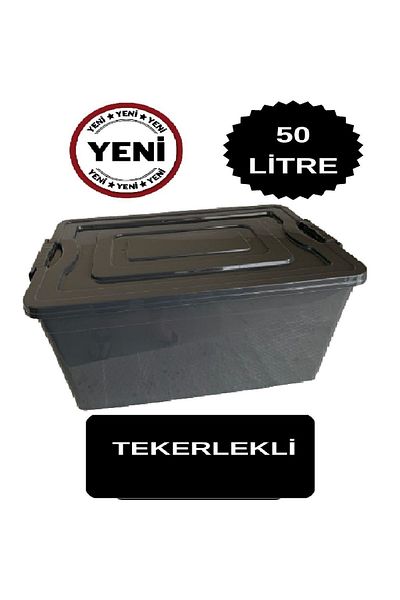 DEEMBRO 50 Lt Smoked Gray Wheeled Storage Box - Big Wheeled with Non-Eye Inside