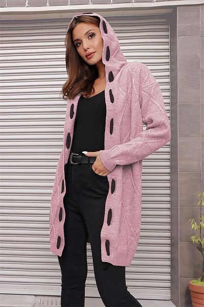AQE FASHION Cardigan cu glugă cu model în dungi