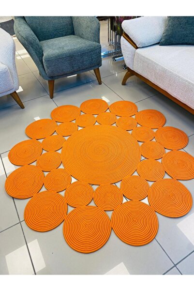 JÜTEX HOME jüt Hasır görünümlü Desenli Modern El Örgüsü daire Halı Kilim