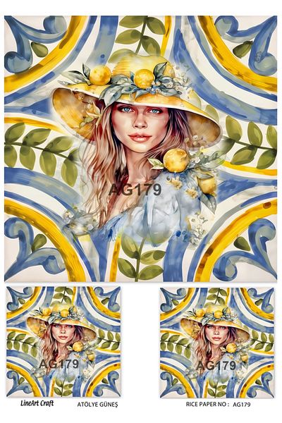 LİNEART Brass Patterned Lineart Decopage Paper - La-Ag179