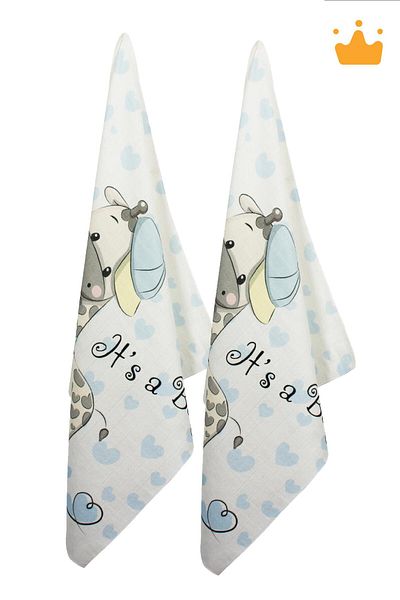 Sevi Bebe Sevibebe 70X55cm Patterned 2-Piece Muslin Blanket Sweat Towel and Stroller Cover