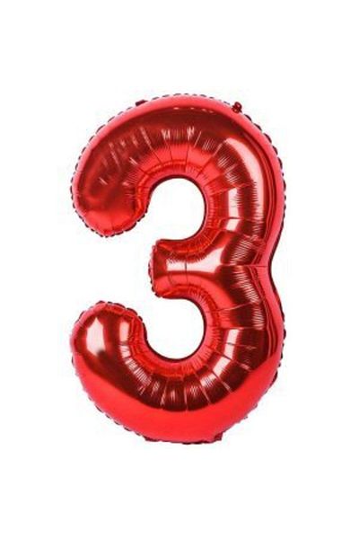 parti sürprizi Red 3 Number Foil Balloon 100 Cm