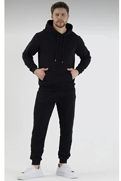 FEVİLLE طقم رياضي أسود كبير الحجم للرجال متوفر بكل المقاسات