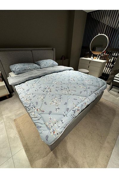 Violacasa Double Sided Welsoft Quilt Set Double GRAY BLUE ETHNIC