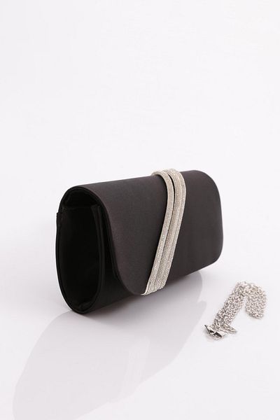 DGN Black Satin Women's Evening Dress Clutch Bag - 5593152
