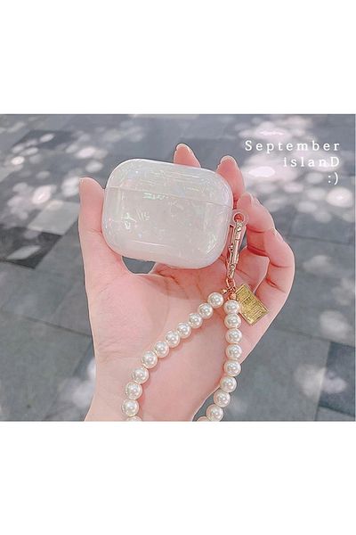 Rain Stores Airpods Pro And Pro 2Generation Compatible Crystal Marble Patterned Ecru Headphone Case