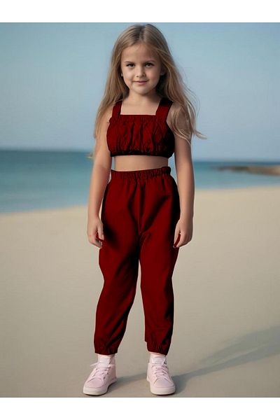 Moda Lina Baby Baby Girl Solid Color Crop & Pants Set