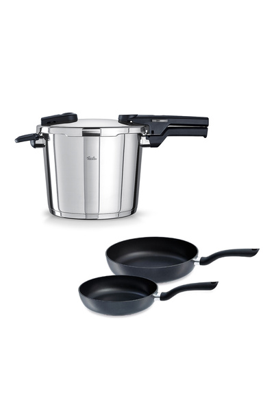 Fissler Vitaquick Glossy 6 Litre Düdüklü Tencere + Tava Set