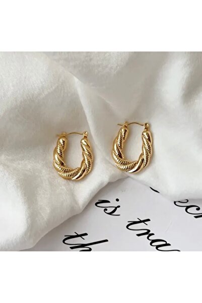 Accessories Vanilla Avenue Altın Sarısı Antik Burgu U Şeklinde Sallantılı Kadın Küpe