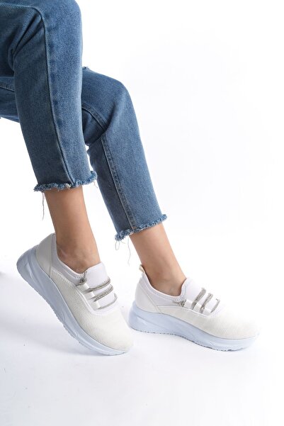 Limeo Λευκή ψηλή σόλα Άνετα μαλακά γυαλιστερά παπούτσια με λεπτομέρεια με κορδόνια Γυναικεία καθημερινά αθλητικά παπούτσια για περπάτημα